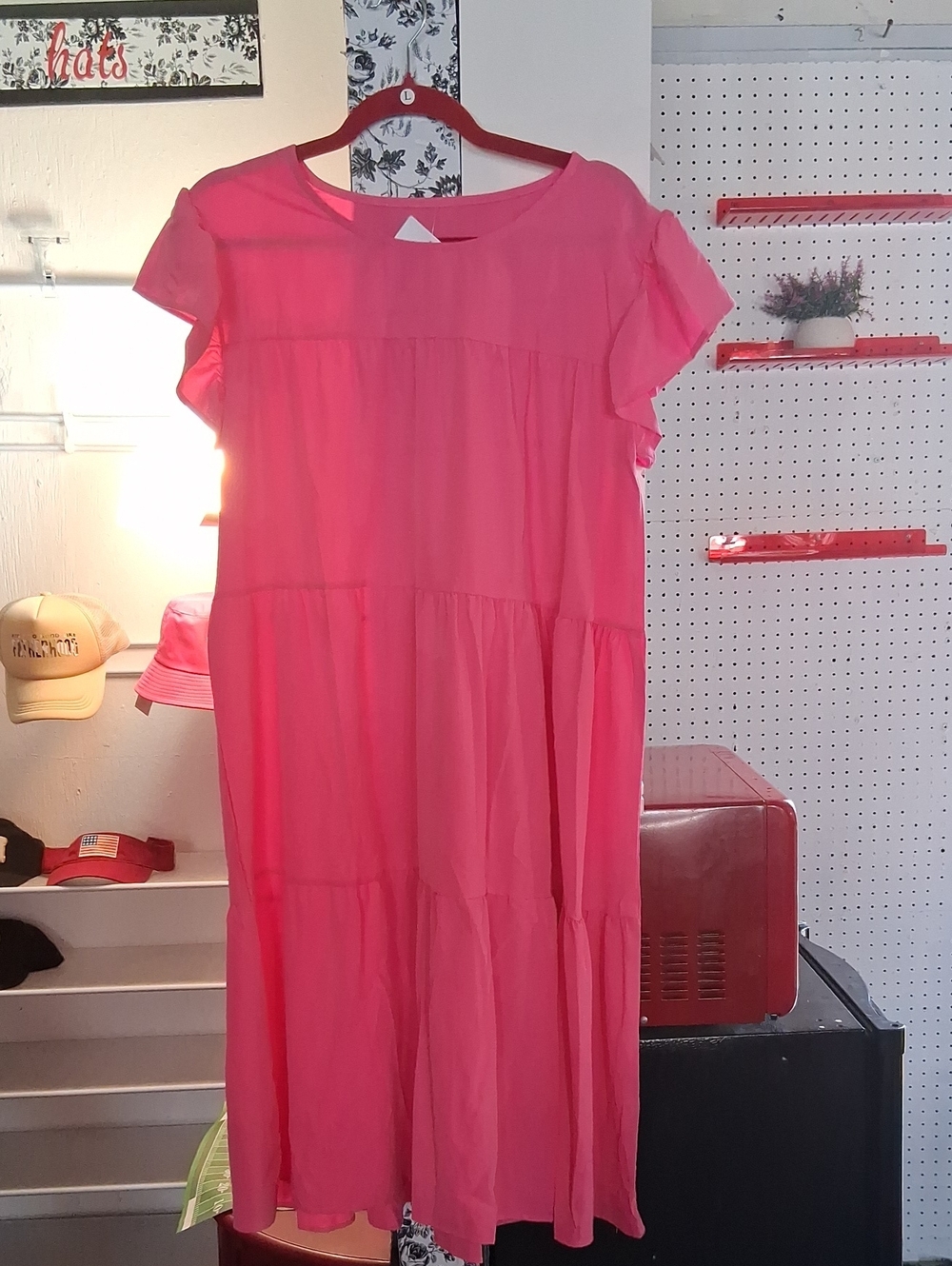 Women’s Pink Tiered Short-Sleeve Dress